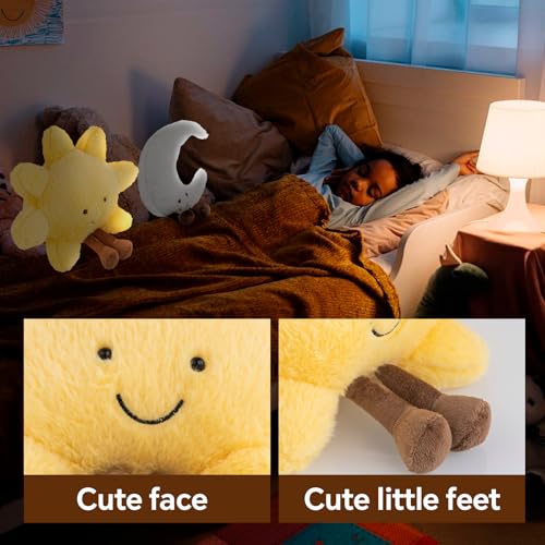 Sun and Moon Plush, Smiling Fun Filled Sun Pillow, 12" Moon and Sunshine Animal Pillow Soft Plush Toy for Children's Birthday Gift (2PCS) - Image 2