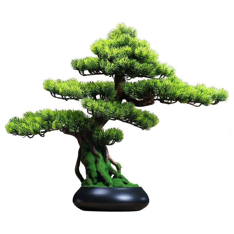 Bonsái planta artificial en maceta pequeña Tuya decorativa de interior