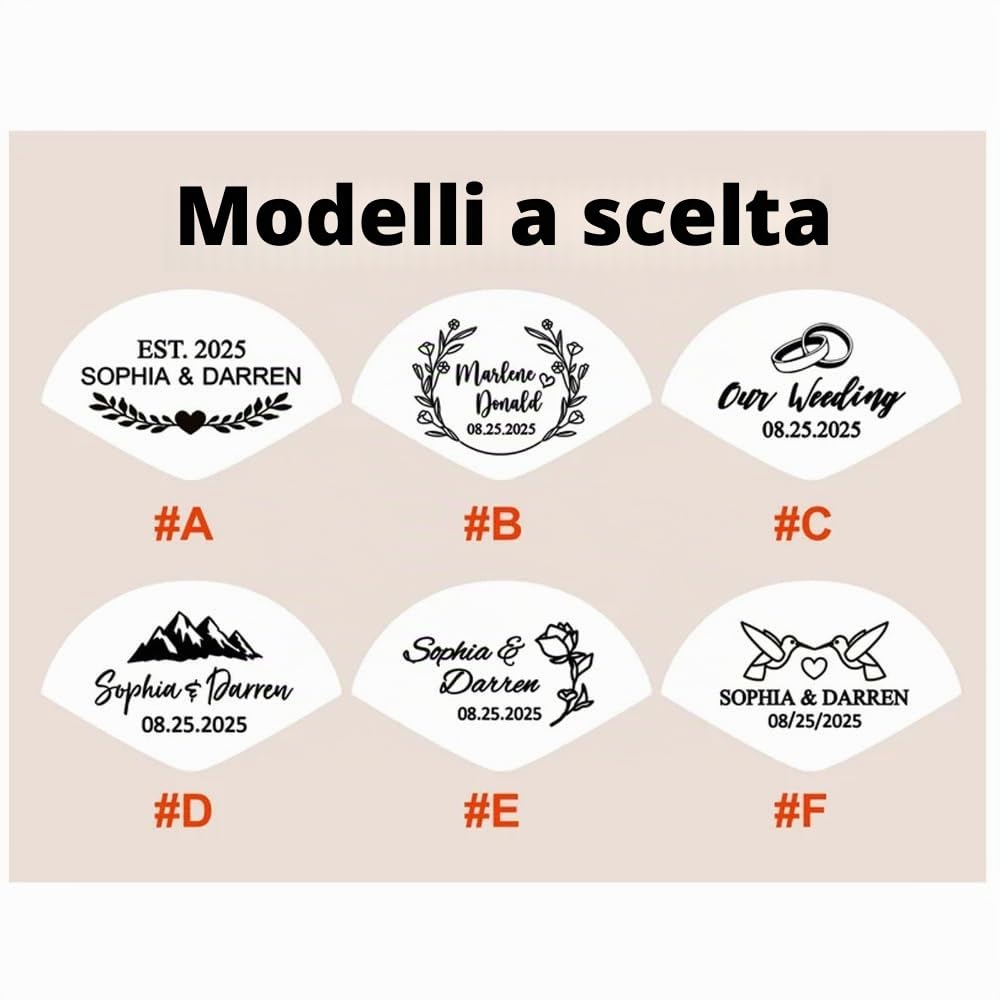 WOMB - Ventagli in seta personalizzati con incisione, ventagli in legno personalizzati, nome, data per matrimoni, bomboniere (100 pezzi)