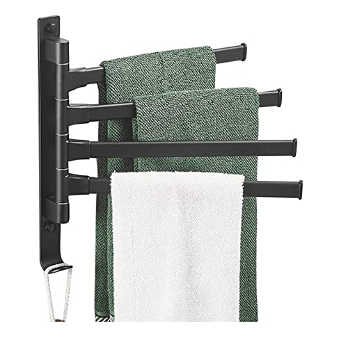 Barre porte-serviette pivotante et pliable noire en aluminium pour salle de bain