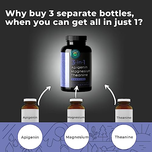 Eleva Nutrition Apigenin Theanine Magnesium Bisglycinate 3-in-1 Complex Supplement Support Relaxation - Made in The USA - Zero Fillers - Gluten Free & Non-GMO - 120 Veggie Capsules - Image 3