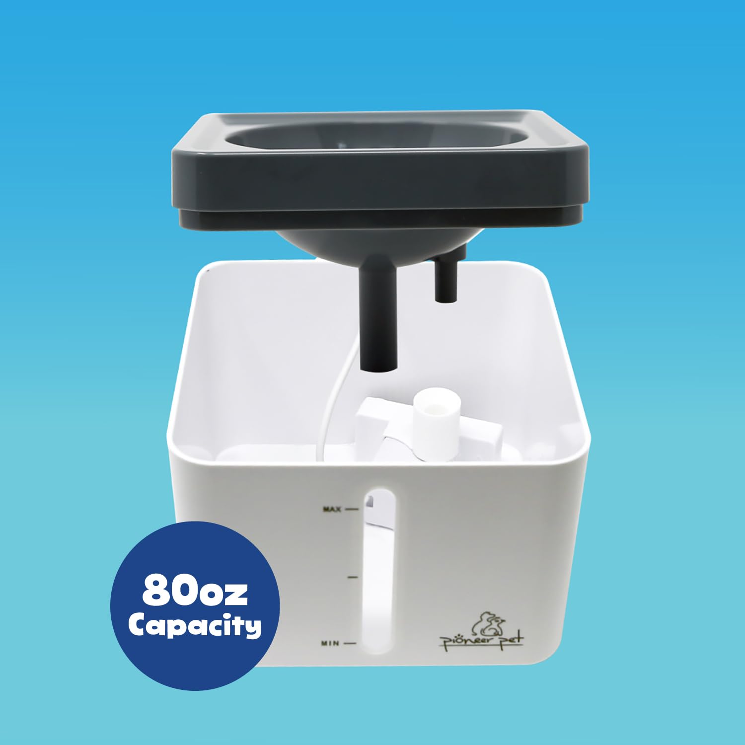 Pioneer Pet Mini Fontana di Acqua Vortex per Animali Domestici, 2,3 L, Distributore di Acqua per Gatto, Ciotola Automatica e Autopulente con Luce LED, Perfetto per Gatti Indoor Cani