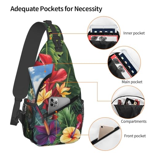 Bolso cruzado tropical para pecho para hombre y mujer miniatura 4