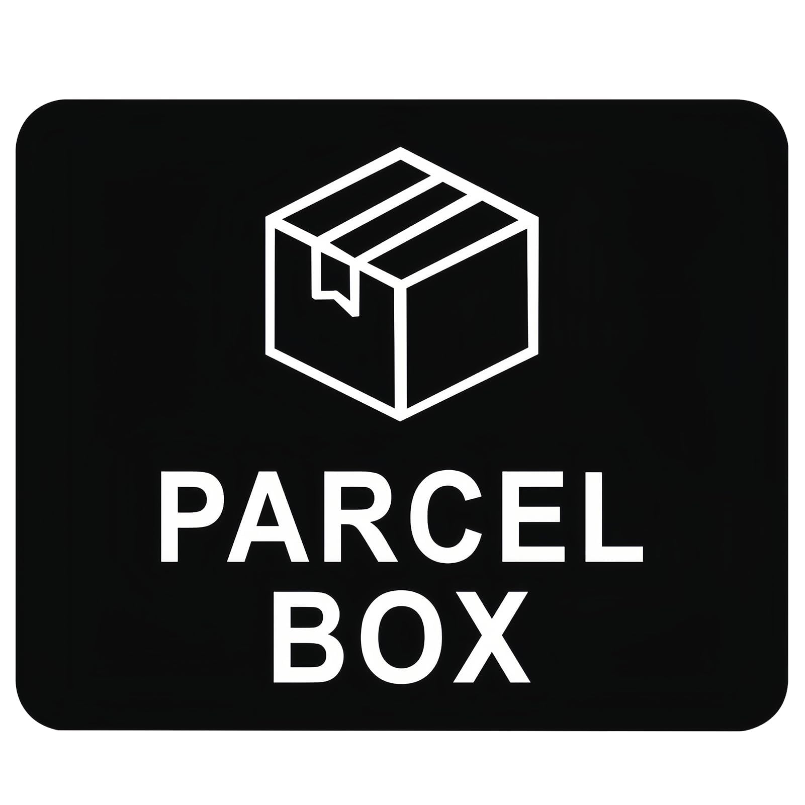 tinshow Parcel Box Adhesive Sign, No More Lost Items Notice for a Safe Place to Make Deliveries Acrylic with Adhesive Backing Notice for Deliveries Mail Box Packages Post Mailman (11cm x 9cm, Black)