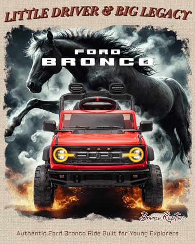 Image of First Ride On Ford Bronco Raptor Licensed 12V Ride on Toys, Kids Ride on Car with Remote Control, Electric Car for Toddler with Smooth Start, Openable Doors, MP3 Player, 3 Speeds (12V, Red)