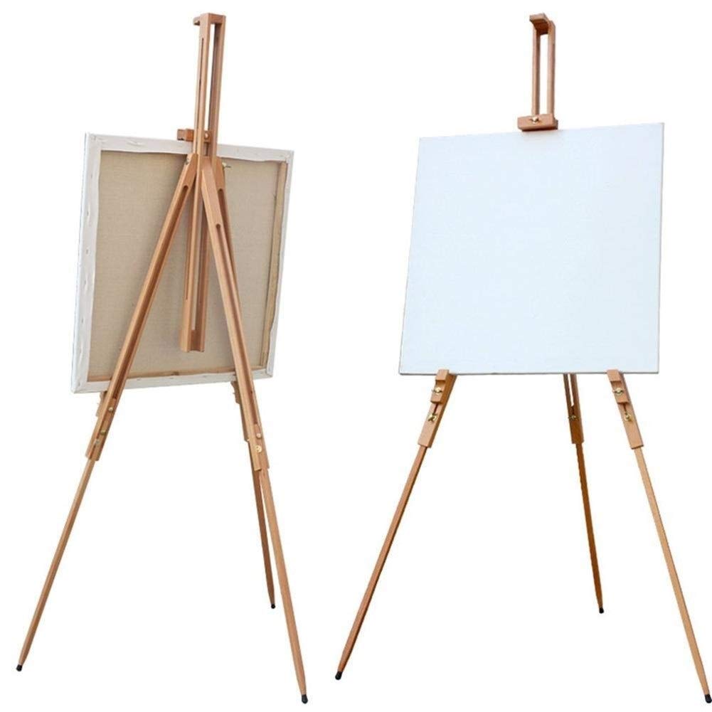 AZJ Adjustable Artist Easel Stand Solid Beech Wood Portable Collapsible Telescopic Tripod Easel Painting Drawing Canvas Sketchbook