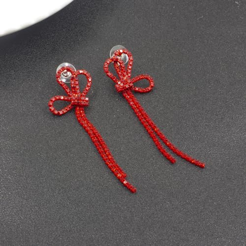 Bow Chandelier Earrings for Women,Sparkly Earrings Dangle Dangling Earring Crystal Rhinestone Drop Tassels for Wedding Prom Fashion Jewelry4