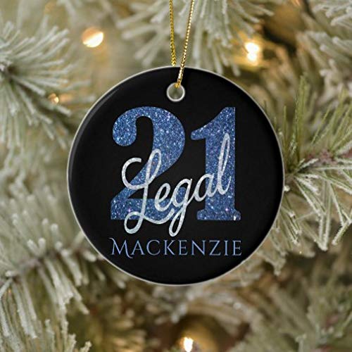 onepicebest Christmas Ornaments,Round 21 and Legal Blue 21St Birthday Party Name Gift Ceramic Ornament Xmas Gifts Presents, Holiday Tree Decoration Stocking Stuffer Gift