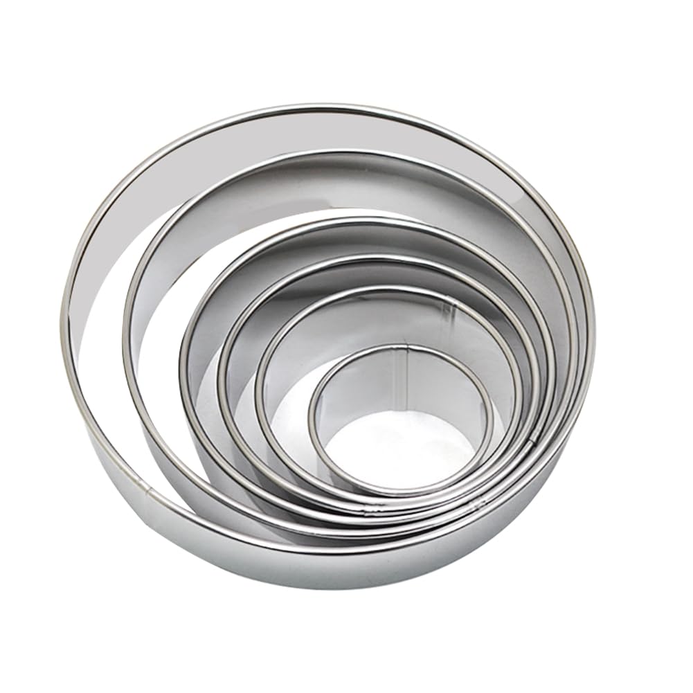 CTRLZS Round Cookie Cutter Set, 6 Pieces Stainless Steel Biscuit Cutters for Pastry, Donut Mold for Fondant Compatibility