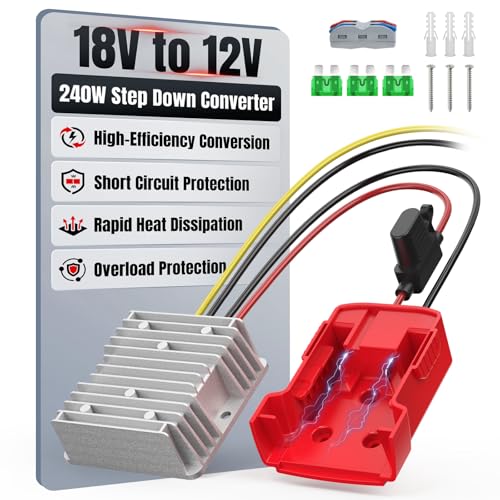 Haseed 18V to 12V Step-Down Converter Compatible with Milwaukee 18V Battery