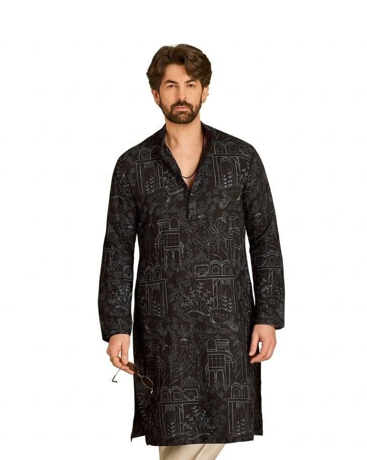 Image of SOJANYA (Since 1958 Men's Cotton Rayon Shiny Thread Sequinned Only Long Kurta