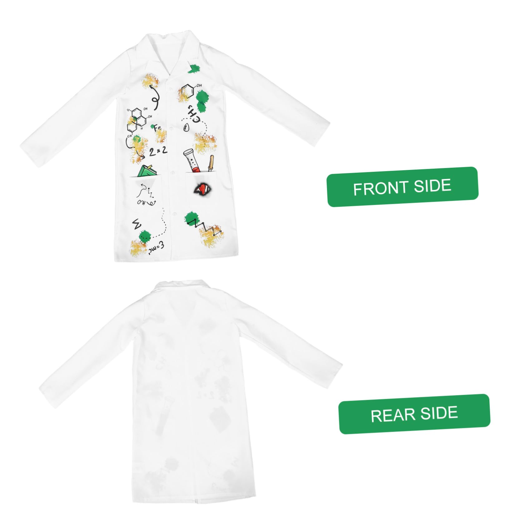 Hohopeti Costume Scienziato Bianco Giacca Laboratorio con Chiusura Scatto Leggero e Traspirante per Giochi di Ruolo Halloween e Giorno della Carriera Scientifica