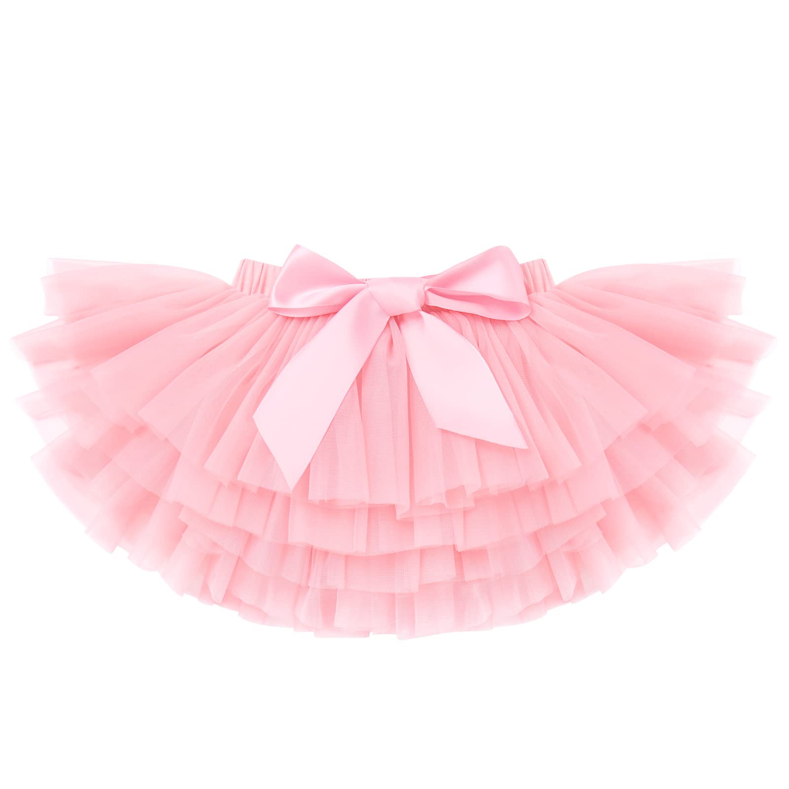 Newborn Photography Props Toddler Infant Baby Girl Diaper Cover Tutu Tulle Skirt+Flower Headband 1st/2nd First Birthday Outfit One Year Old Gifts Cake Smash Party Photoshoot Clothes Pink 0-6 Months