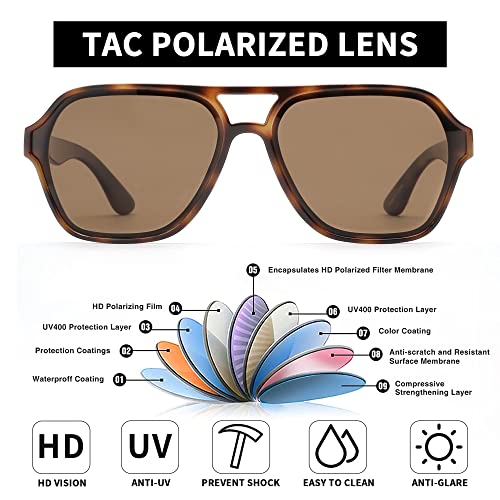 GLINDAR Men's Women's Polarized Aviator Sunglasses Vintage Oversized Square Glasses4