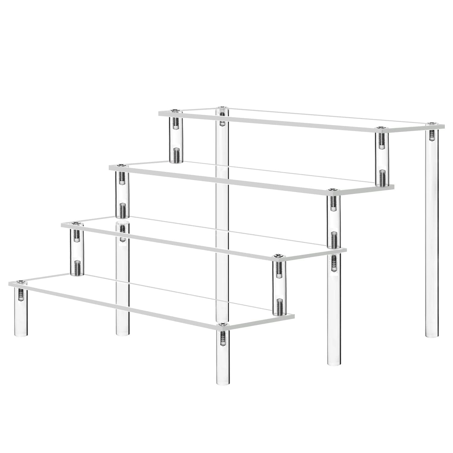 KASTWAVE Clear Acrylic Display Riser Stand, 4 Tier Organizer Shelf for Figures, Toys, Jewelry, Cupcakes, Desserts, Perfume, Nail Polish - Retail Display Stand