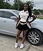Two Piece Outfits for Women Summer Y2K Going Out Lace Trim Ruched Crop Tops Pleated Bubble Mini Skort Skirt Sets Party Club Outfits Black