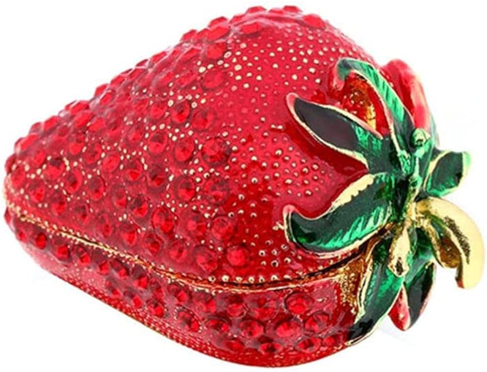 minkissy Strawberry Jewelry Box Metal Hinged Trinket Box Keepsake