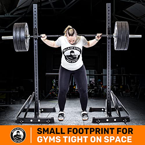 Image of Bells of Steel Adjustable Bench Press Rack and Squat Rack for Home Gym and Commercial - Premium Triple Padded J-Cups for Power and Olympic Bar - 12 Gauge Steel Squat Stand, 600 lb Capacity