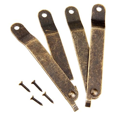 Dophee 2Pcs Antique Bronze Rotatable Folding Lid Support Stay Hinges for Home Furniture Cabinet Wooden Boxes Cases Display - 5.71"x 3.31"x 0.43 Cover