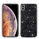 Yobby Bling Glitzer Funkeln Hülle für iPhone XR 6.1 inch,iPhone XR Handyhülle Mode Design,Hart PC Zurück + Stoßfest TPU Bumper Schutzhülle-Schwarz