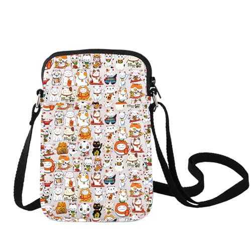 LEVLO Maneki Neko Crossbody Bag Kawaii Cat Lover Gift Lucky CatShoulder Bag Lucky Cat Merchandise