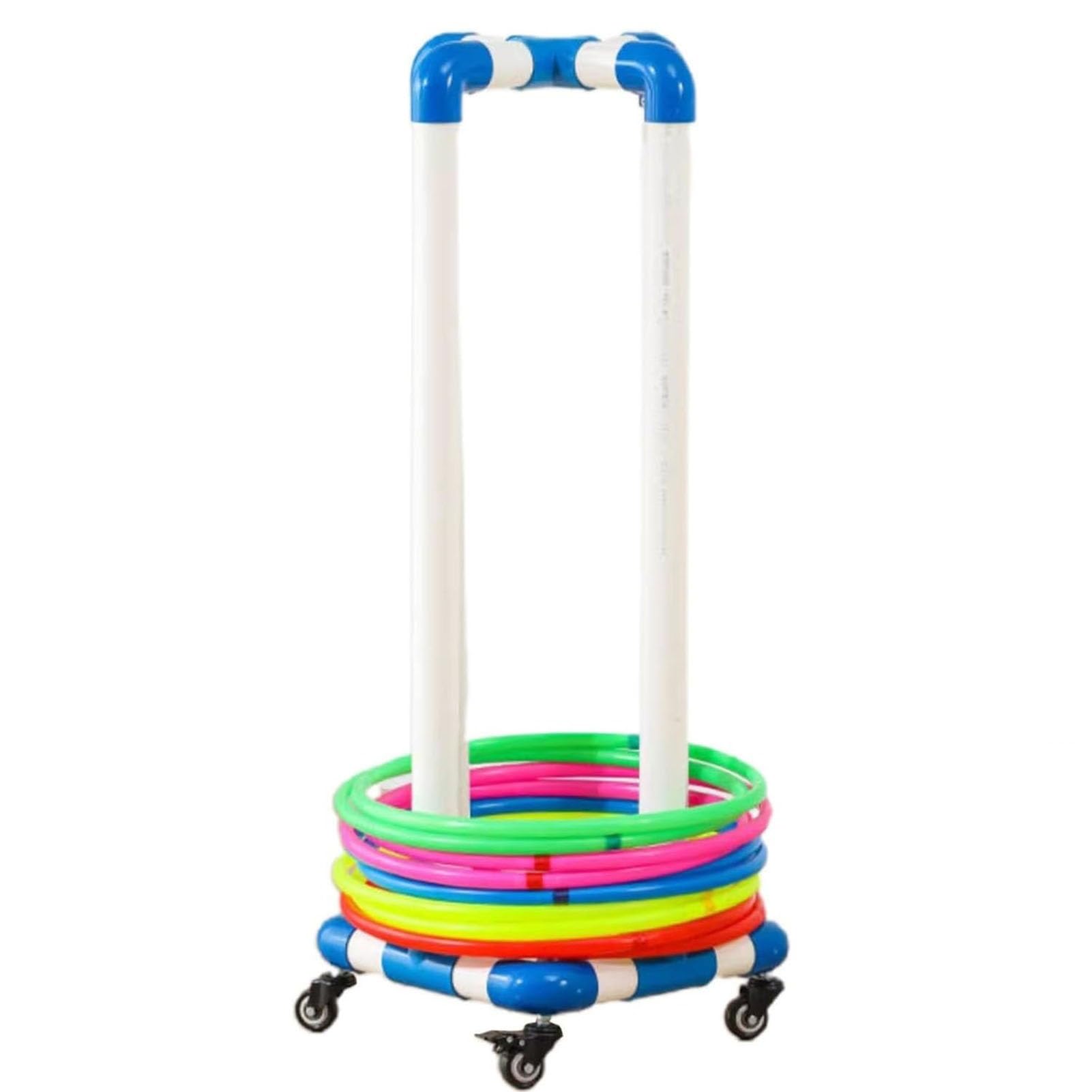 Hula-Hoop-Halter mit Rad, beweglicher Übungsreifen, Aufbewahrungswagen, Sport-Fitness-Reifen, Organizer für Vorschule, Schule, Spielzimmer (75 cm)