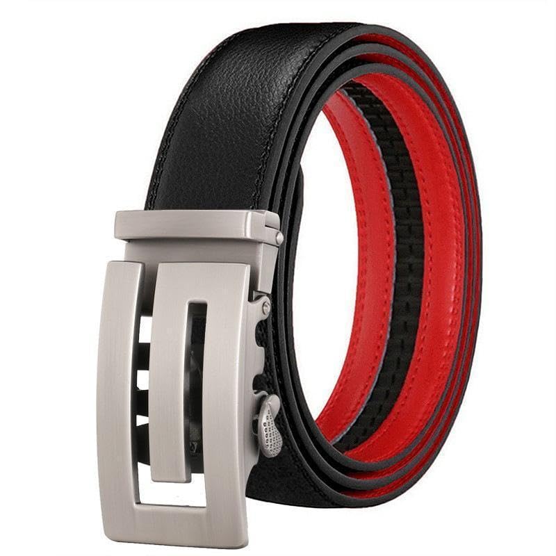 メンズベルトオートロック革ビジネス紳士ゴルフベルトおしゃれレディース黒赤5 メンズベルトオートロック革ビジネス紳士ゴルフベルトおしゃれ