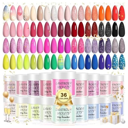 Lavender Violets 36 Colors Dip Powder Nail Kit Starter Quick Drying Dipping Powder Color Set for Home Salon Nail Art Designs Easter Mother's Day M950