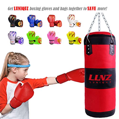 Luniquz Kids Punching Bag, Unfilled Hanging Boxing Bag with Mount Chain for Boys Girls, 31" in Red - Thumbnail 5