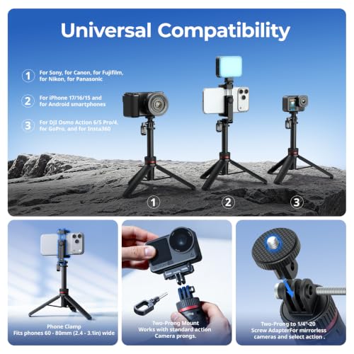 Image of SMALLRIG VT-17 3-in-1 Multifunctional Travel Tripod, 4-Section Extension