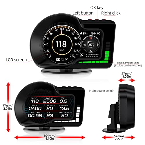 Heads Up Display for Cars, ACECAR Hud Display with OBD2 Interface
