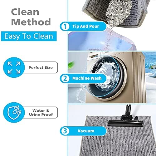 VENGABY Cat Litter Mat, Cat Litter Tray Mat, 60*40cm Durable Chenille Cat Mat Uneven Surface Trap More Litter, Soft Material on Paws, Bottom Non-slip, Chenille Material Machine Washable
