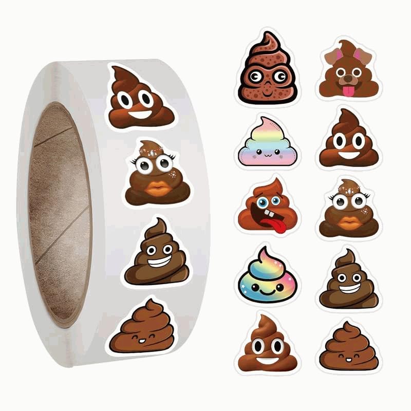 PLAYZOCO Autocollants de tas de fumier pour enfants, autocollants emoji, 2,5 cm, 500 pièces, multicolore, rouleau, stickers, décorations, à des fins...
