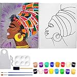 Indigo Art Studio Pre Drawn Canvas Paint Kit for Adults Kids Couples | 8 PACK Discounted Bundle | Afro Queen Coloring Retro | DIY Birthday Gift & Sip and Paint With Twist Party Favor (11x14 Inches) - Image 2