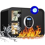 AltiKeep Elektronischer Tresor (Schwarz) – 30L Digitaler Safe mit LCD, Feuerfestem Beutel & Wandmontage | 28x35x25cm