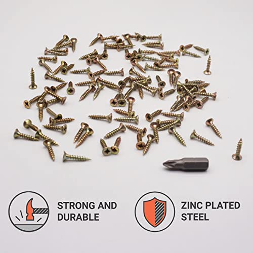 (Pack of 100 pcs) Yellow Zinc Plated Steel 3.0 x 16 mm Wood Screws, Chipboard Screws, Universal Pozi-Drive Screw - Image 2