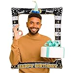 Andiker 40th Inflatable Birthday Selfie Frame, Black Gold Photo Booth Props Funny Picture Frame for Party Decorations - Image 2