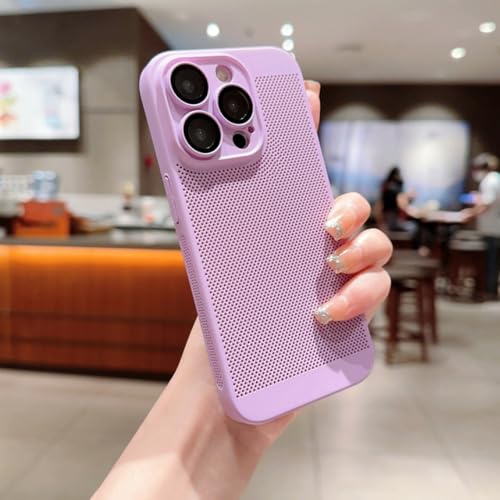 Étui de dissipation thermique pour iPhone 12 au quotidien avec filet respirant violet tendance