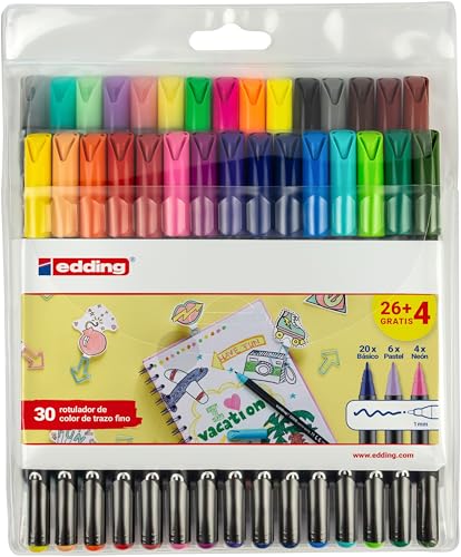 Edding 4-1200-30 Pack Marcadores 1200 26+4 - cores clássicas/néon / pastel