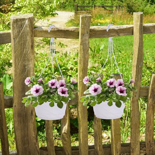 Image of DOITOOL 10 Pack Hanging Plastic Pots for Plants with Hook, Garden Flower Plant Pot Container Baskets Hanging Nursery Planter Holder for Indoor Outdoor Garden Decor (White,6.7 Inch)