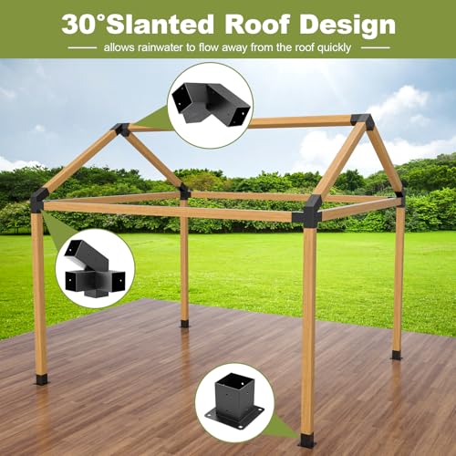 Pergola Kit, 30° Slanted Roof Bracket Set, Roof Wall Mount Extension Bracket Kit,4" x 4" (Actual: 3.5x3.5 Inch) Powder-Coated Pergola Hardware for Porch,Gazebo, Backyard(10pcs) - Image 3