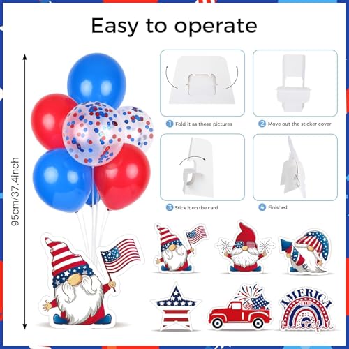 Image of 6 Sets Red White and Blue Balloon Stand Kit for Table Independence Day Tables Centerpieces with Balloons 4th of July Centerpiece Decor Balloon Stand Kit for Patriotic Party Table Decoration