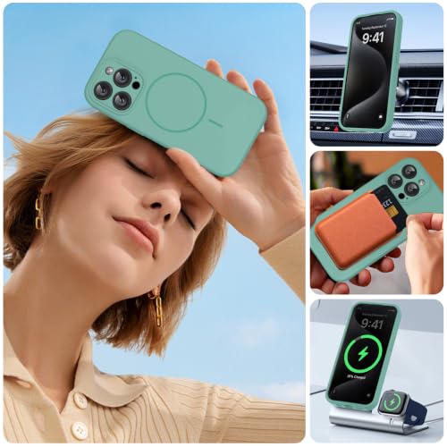 Image of Miracase Silicone & Magnetic for iPhone 15 Pro Max Case, Midnight Green