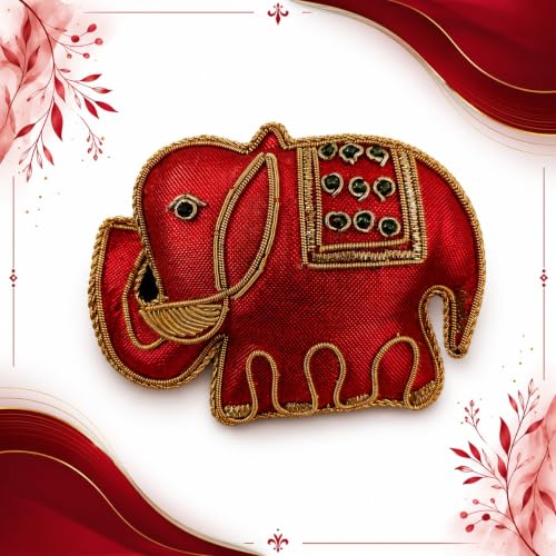 Durga Puja: Traditional vs Contemporary Decor 49 C Lal & Sons Handmade Zardozi Elephant Christmas Ornament | Red E...
