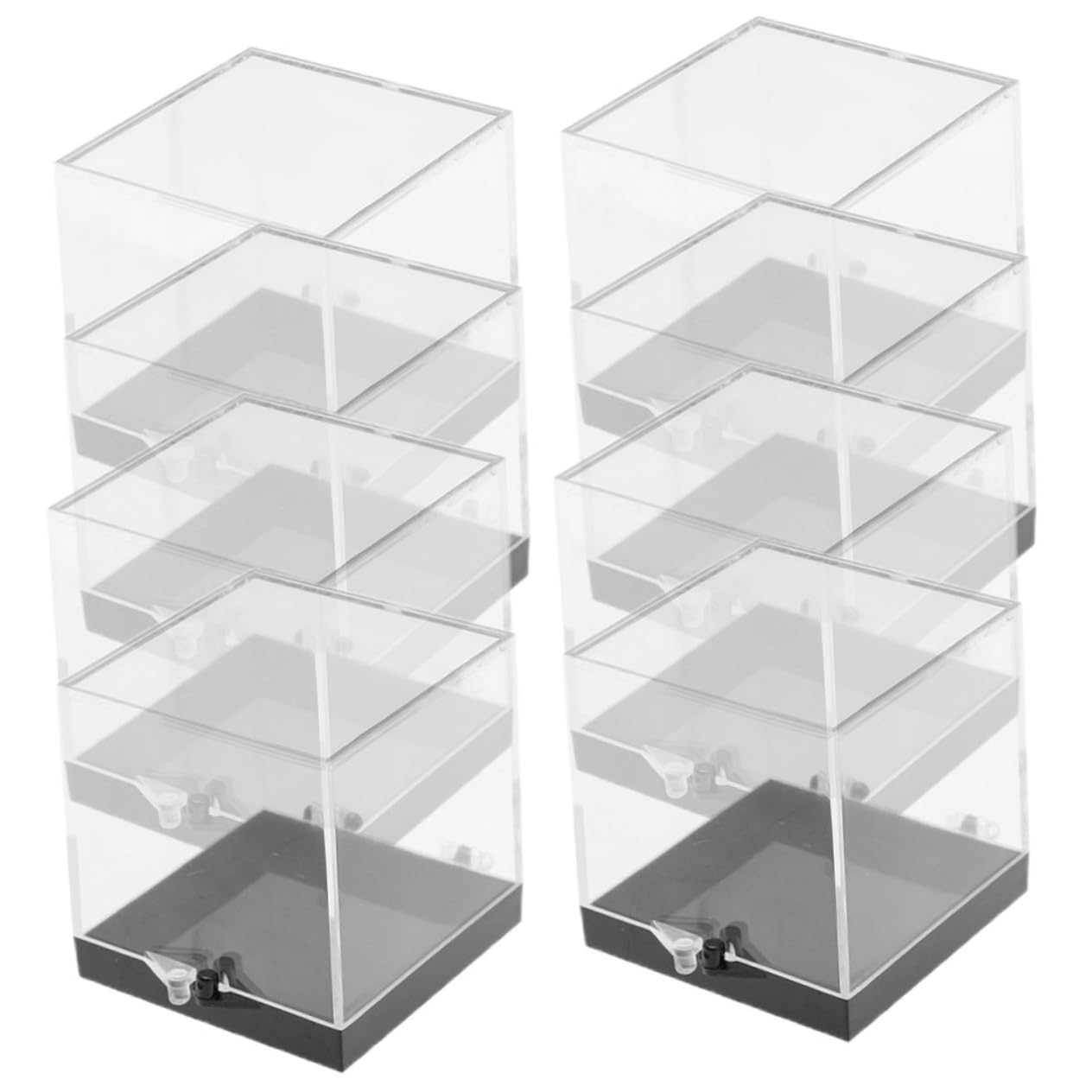 Boîtes transparentes carrées en plastique pour minéraux Veemoon | Lot de 8