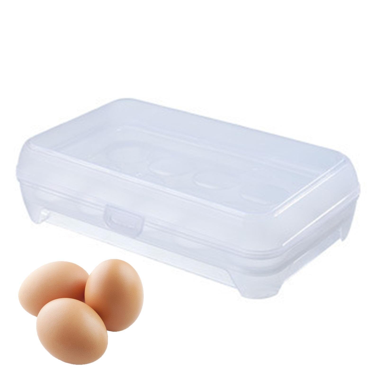 Veeteah White Egg Storage Box - 15 Grids Egg Storage Container,Stackable Egg Carrier Box Dispenser Container With Lid For Kitchen, Travel, Camping