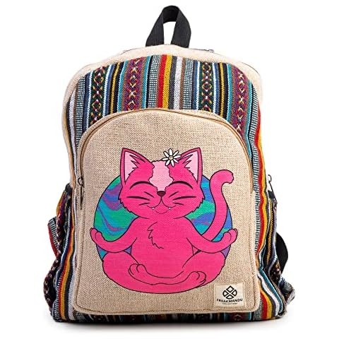 Organic Hemp Backpack Bag - Eco Friendly Hippie Yak Design Durable Functional Traveling Hiking Friendly Casual Daypack Bag by Freakmandu Cover