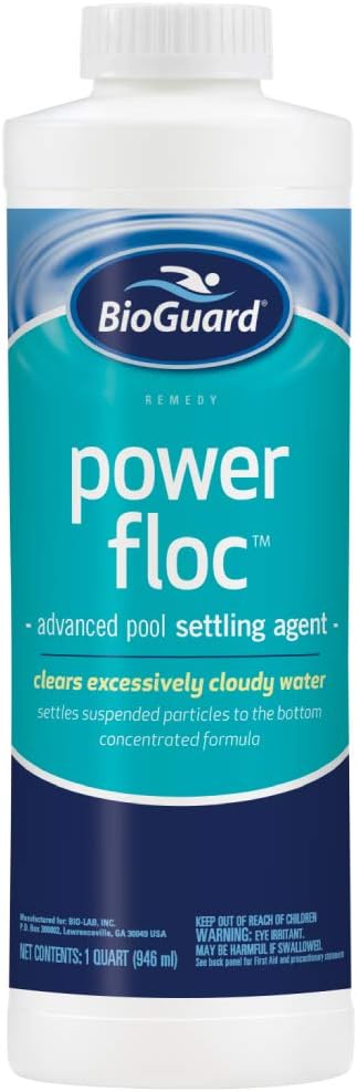 BioGuard PowerFloc Advanced Pool Settling Agent, 1 Quart bottle for clearing cloudy pool water