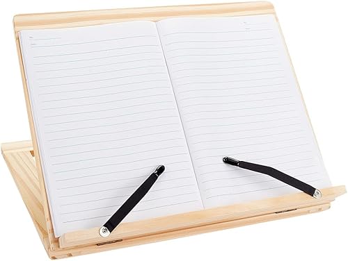 AHANDMAKER Soporte de madera para lectura, soporte ajustable para libros de recetas, soporte grande y portátil de madera para encimera de cocina, disponible en Yaxa Peru