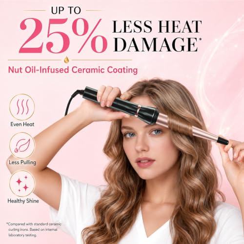 Image of Hahahope Curling Wand 1 /2-1 Inch Tapered Curling Iron, Ceramic Curling Wand Clamp-Free Hair Curler for Tight Curls, Beach Waves, Spiral & Ringlet Curls, Dual Voltage Travel Styling, 2 Heat Settings